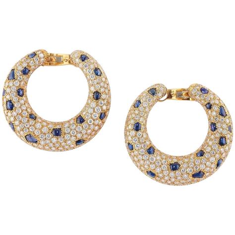 panthère de cartier earrings|Cartier sapphire earrings.